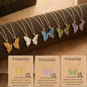 🦋 2-Piece Butterfly Friendship Necklace Set ✨ Y2K Best Friend Gift